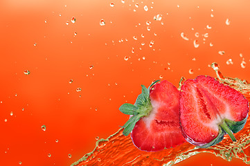 Image showing sweet strawberry in the water