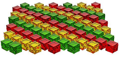 Image showing Different colored cube jellies
