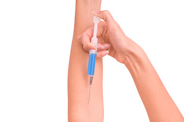 Image showing Patient make an injection for himself