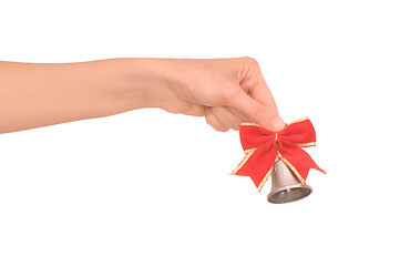 Image showing hand bell with red bow