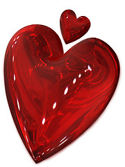 Image showing two red hearts in pair