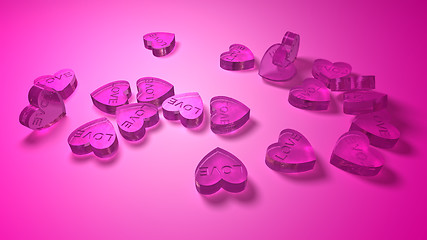 Image showing pink pills in heart shape for making love