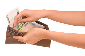 Image showing Woman taking money