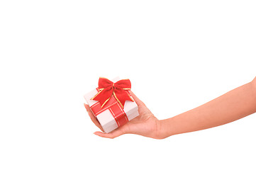 Image showing white box with red bow as a gift