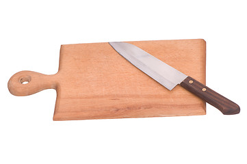 Image showing board for meat with knife