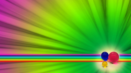 Image showing three colored balls on the rainbow background