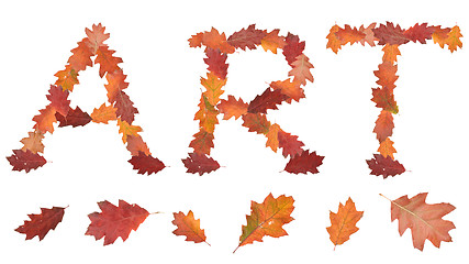 Image showing word art made of autumn leaves as a button