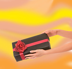 Image showing gift with red rose