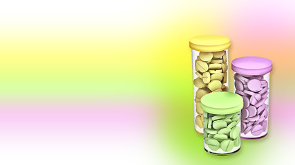 Image showing three rendered tubes with pills