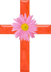 Image showing marble red cross with a flower