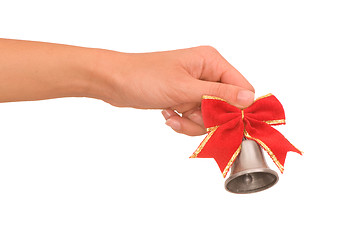 Image showing hand bell with red bow