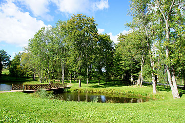 Image showing Bridge and pond