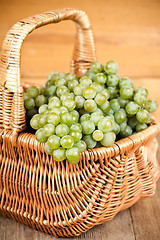 Image showing basket with fresh green grapes 