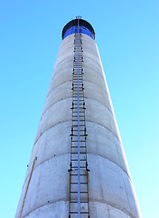 Image showing Blue, White and Black Chimney with Ladder