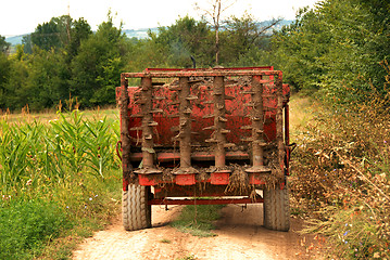 Image showing Agricultural machine on rural road