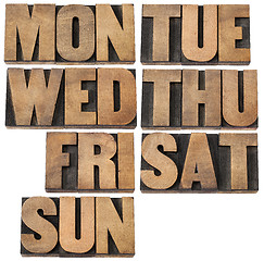 Image showing days of week in wood type