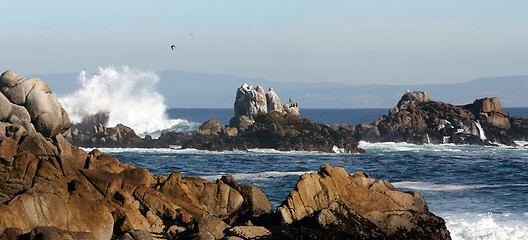 Image showing Rocky beach panorama