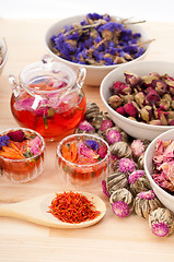 Image showing Herbal natural floral tea infusion with dry flowers