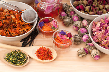 Image showing Herbal natural floral tea infusion with dry flowers