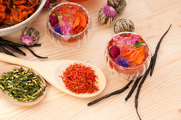 Image showing Herbal natural floral tea infusion with dry flowers