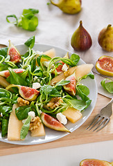 Image showing Fig with Melon and Goat cheese salad