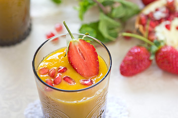 Image showing Mango with Pomegranate and Pineapple smoothie