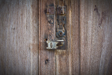 Image showing Old style Thai house's door