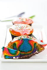 Image showing Rainbow cupcake