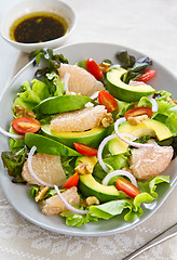 Image showing Avocado with Grapefruit and walnut salad