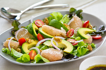 Image showing Avocado with Grapefruit and walnut salad