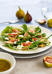 Image showing Fig with Goat cheese and rocket salad 