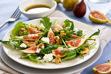 Image showing Fig with Goat cheese and rocket salad 