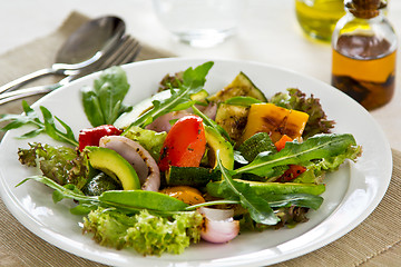 Image showing Avocado with grilled vegetables salad