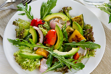 Image showing Avocado with grilled vegetables salad