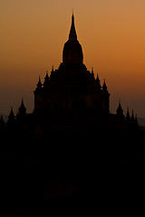 Image showing Silhouette of Temple in Bagan,Burma
