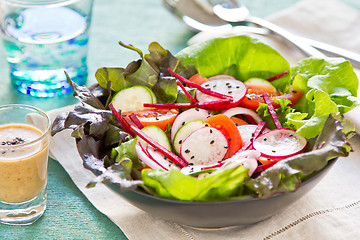 Image showing Healthy salad with japanese sesame dressing