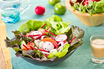 Image showing Healthy salad with japanese sesame dressing