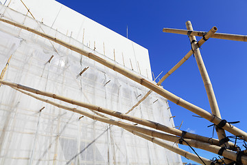 Image showing bamboo scaffolding in construction site