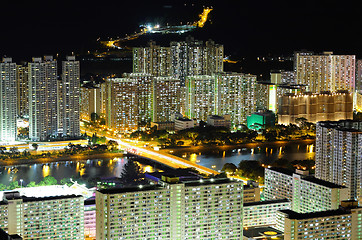 Image showing downtown in Hong Kong view at night