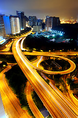 Image showing city night with lights of cars