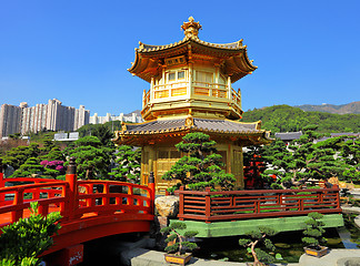 Image showing chinese garden with pavilion