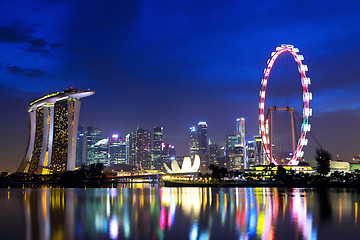 Image showing Singapore city skyline at night