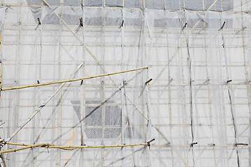 Image showing bamboo scaffolding in construction site