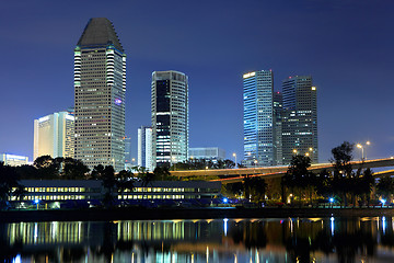 Image showing Singapore city skyline at night