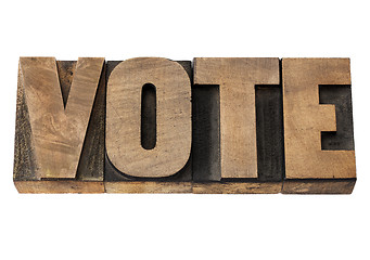 Image showing vote word in wood type