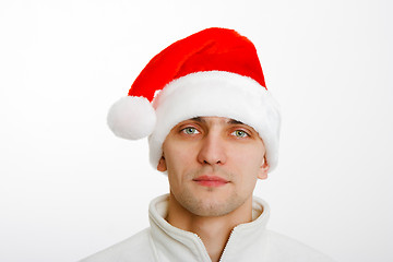 Image showing young man in Santa hat