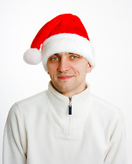 Image showing young man in Santa hat