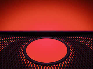 Image showing Meshy pattern and circle over red leather background