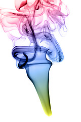 Image showing Abstract colorful fume shape on white