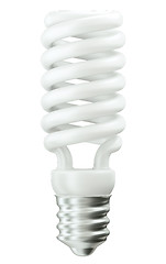 Image showing Fluorescent Energy efficient light bulb on white